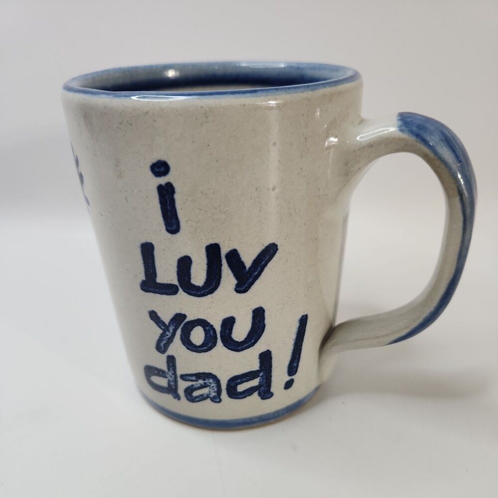 Louisville Stoneware Pottery I Luv You Dad Coffee Mug Child’s Drawing Cup USA